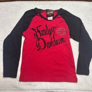 Harley-Davidson Kids Long Sleeve Tee in Red and Black